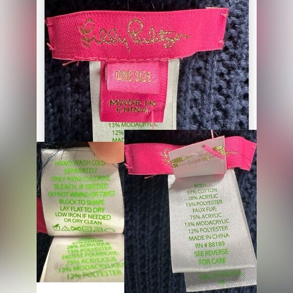 Lilly Pulitzer RAINIE SWEATER WRAP Jumper Cardigan Warm Faux Fur Collar Trim $27 - Picture 10 of 10